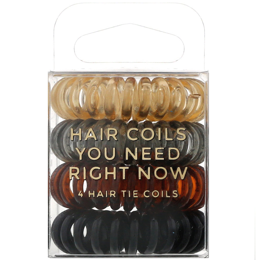 Kitsch, Hair Coils, Brunette, 4 Pieces