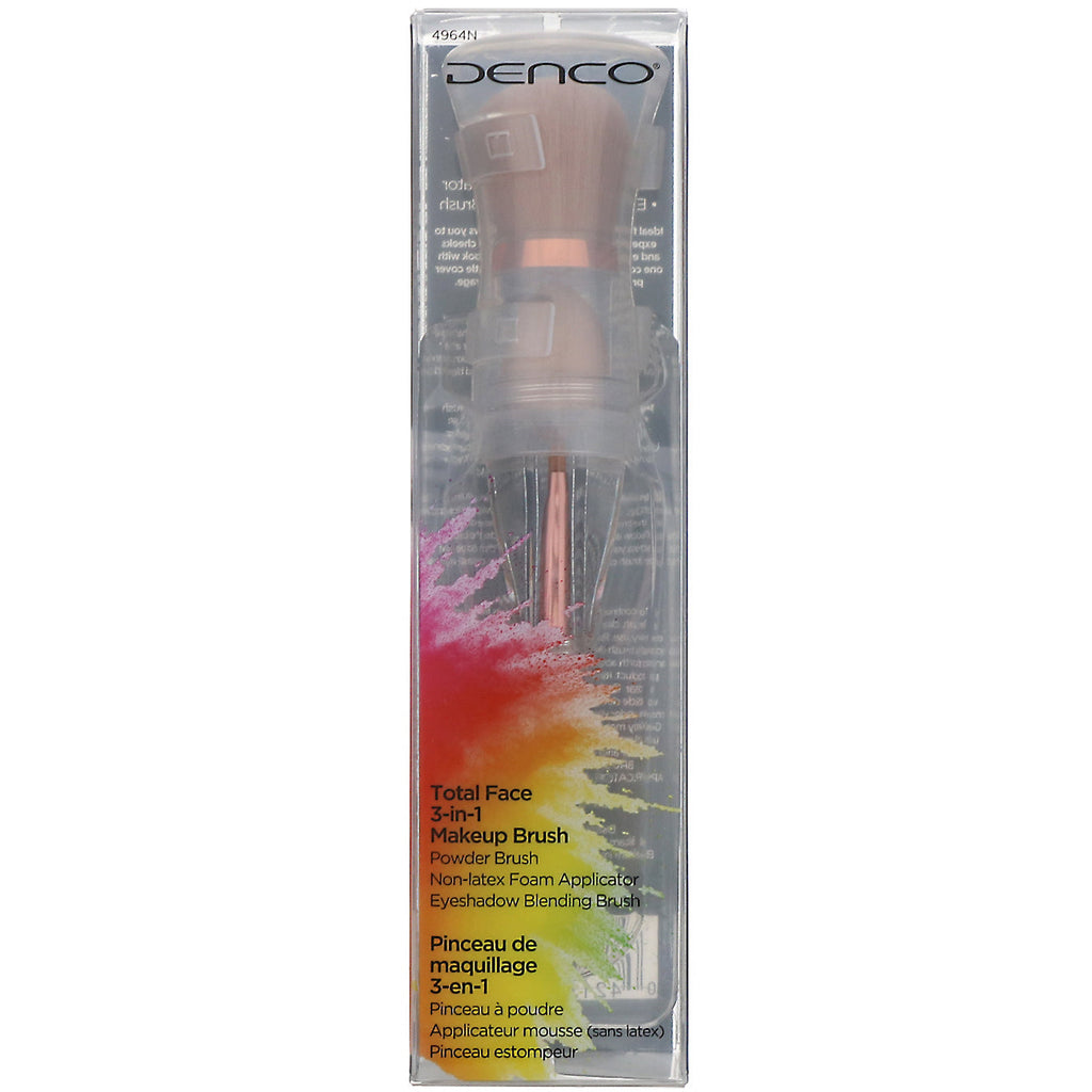 Denco, Total Face 3-in-1 Makeup Brush, 1 Brush