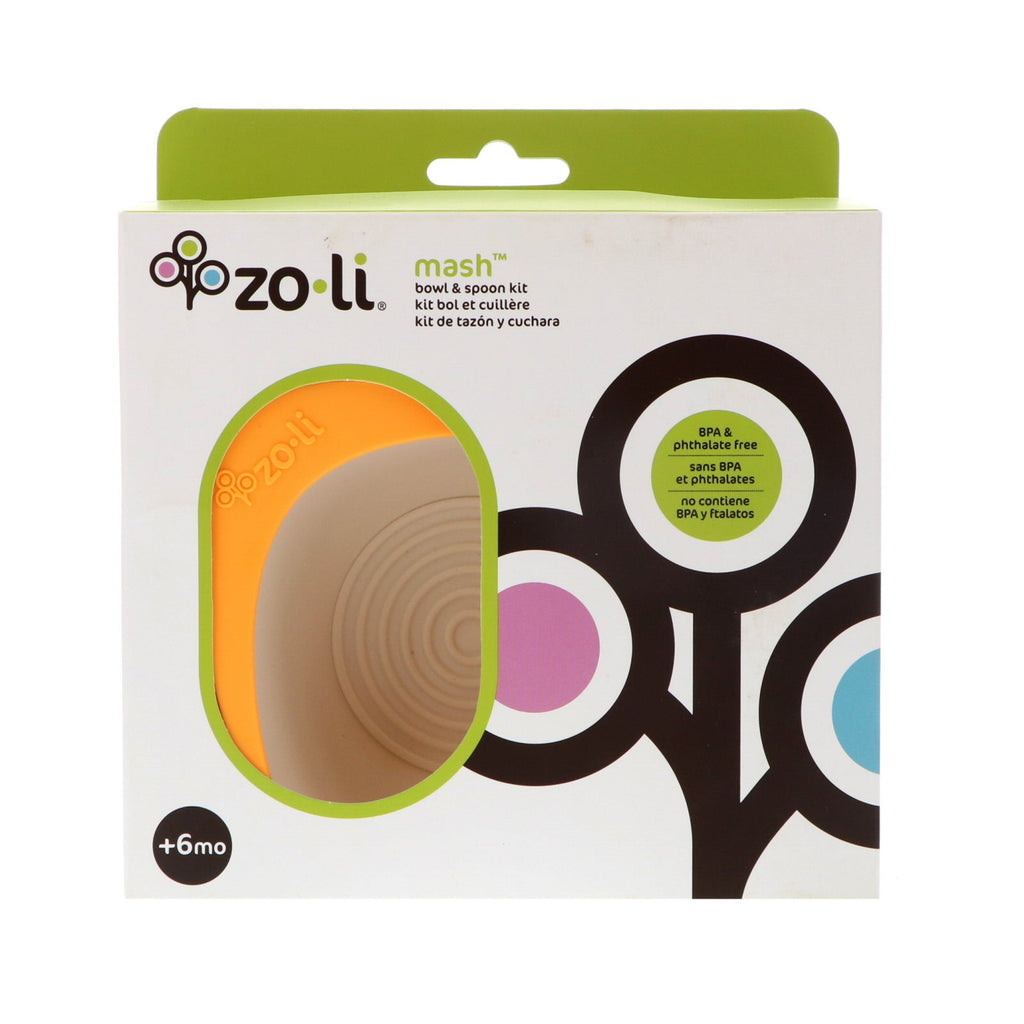 Zoli, Mash, Bowl & Spoon Kit, +6mo, Orange, 1 Bowl + 1 Spoon