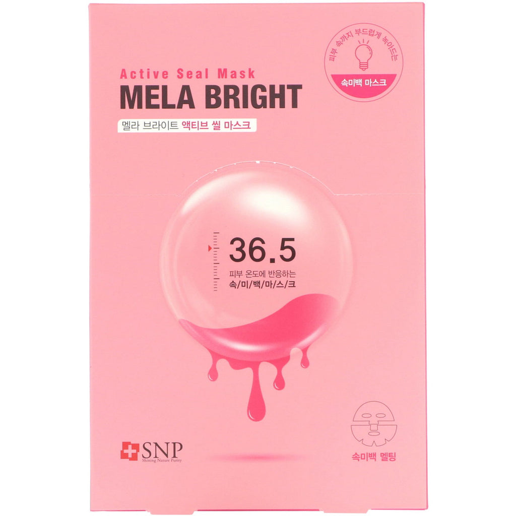 SNP, Mela Bright, Active Seal Beauty Mask, 5 Sheets, 1.11 oz (33 ml) Each