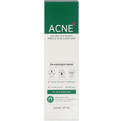 Some By Mi, AHA, BHA, PHA 30 Days Miracle Acne Clear Foam, 100 ml