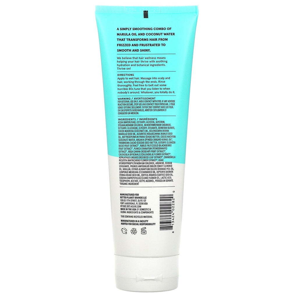 Acure, Simply Smoothing Conditioner, Coconut & Marula Oil,  8 fl oz (236.5 ml)