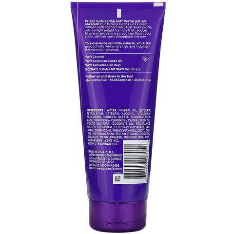 Aussie, Miracle Curls, Frizz Taming Cream, Coconut & Australian Jojoba Oil, 6.8 oz (193 g)