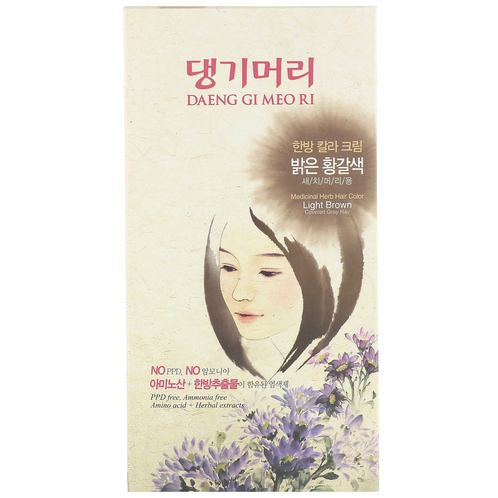 Doori Cosmetics, Daeng Gi Meo Ri, Medicinal Herb Hair Color, Light Brown, 1 Kit