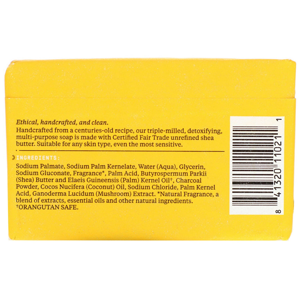 Alaffia, Authentic African Black Soap, Triple Milled Soap, Charcoal Reishi, 5 oz ( 140 g )