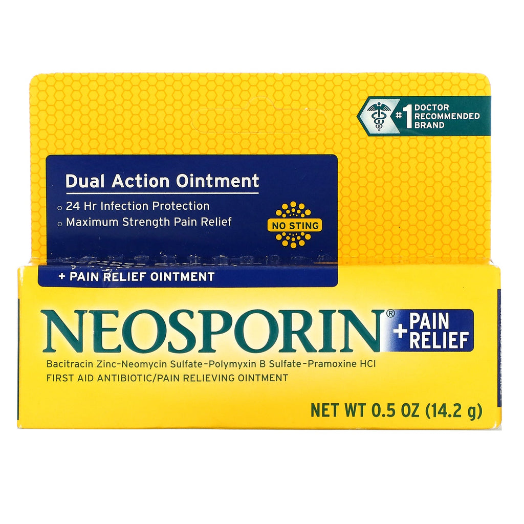 Neosporin, Dual Action + Pain Relief Ointment, 0.5 oz (14.2 g)