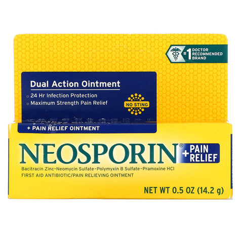 Neosporin, Dual Action + Pain Relief Ointment, 0.5 oz (14.2 g)