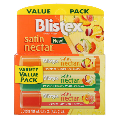 Blistex, Satin Nectar Lip Moisturizer, Variety Pack , 3 Pack, 0.15 oz (4.25 g) Each