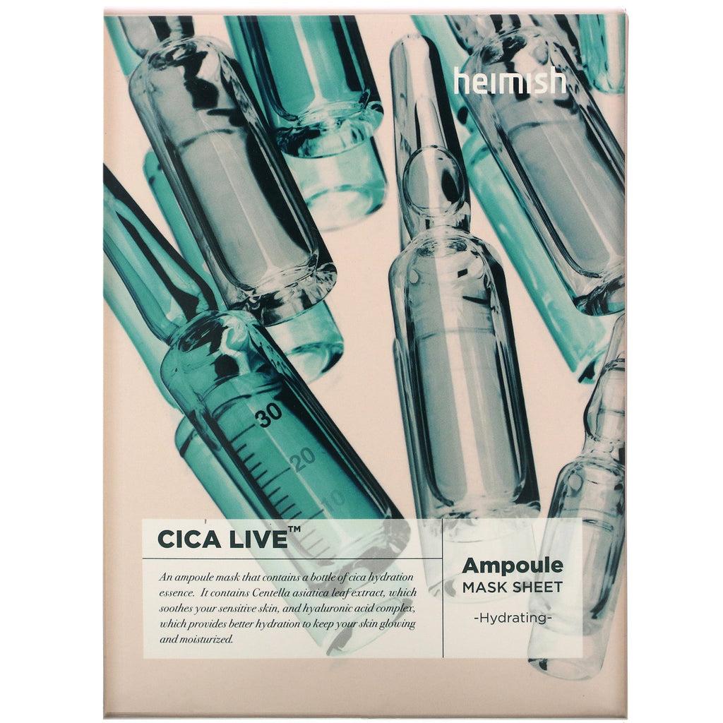 Heimish, Cica Live, Ampoule Beauty Mask Sheet, 5 Sheets, 30 ml Each