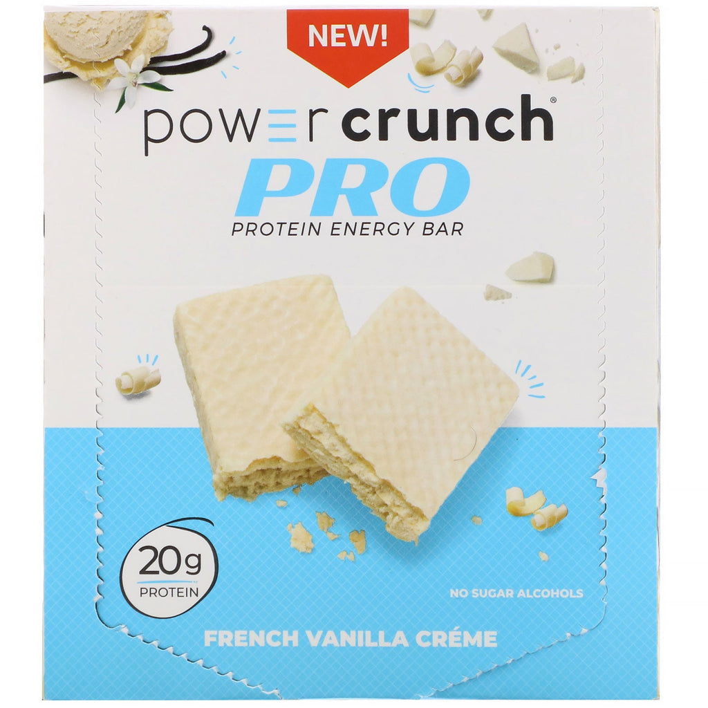 BNRG, Power Crunch Protein Energy Bar, PRO, French Vanilla Créme, 12 Bars, 2.0 oz (58 g) Each