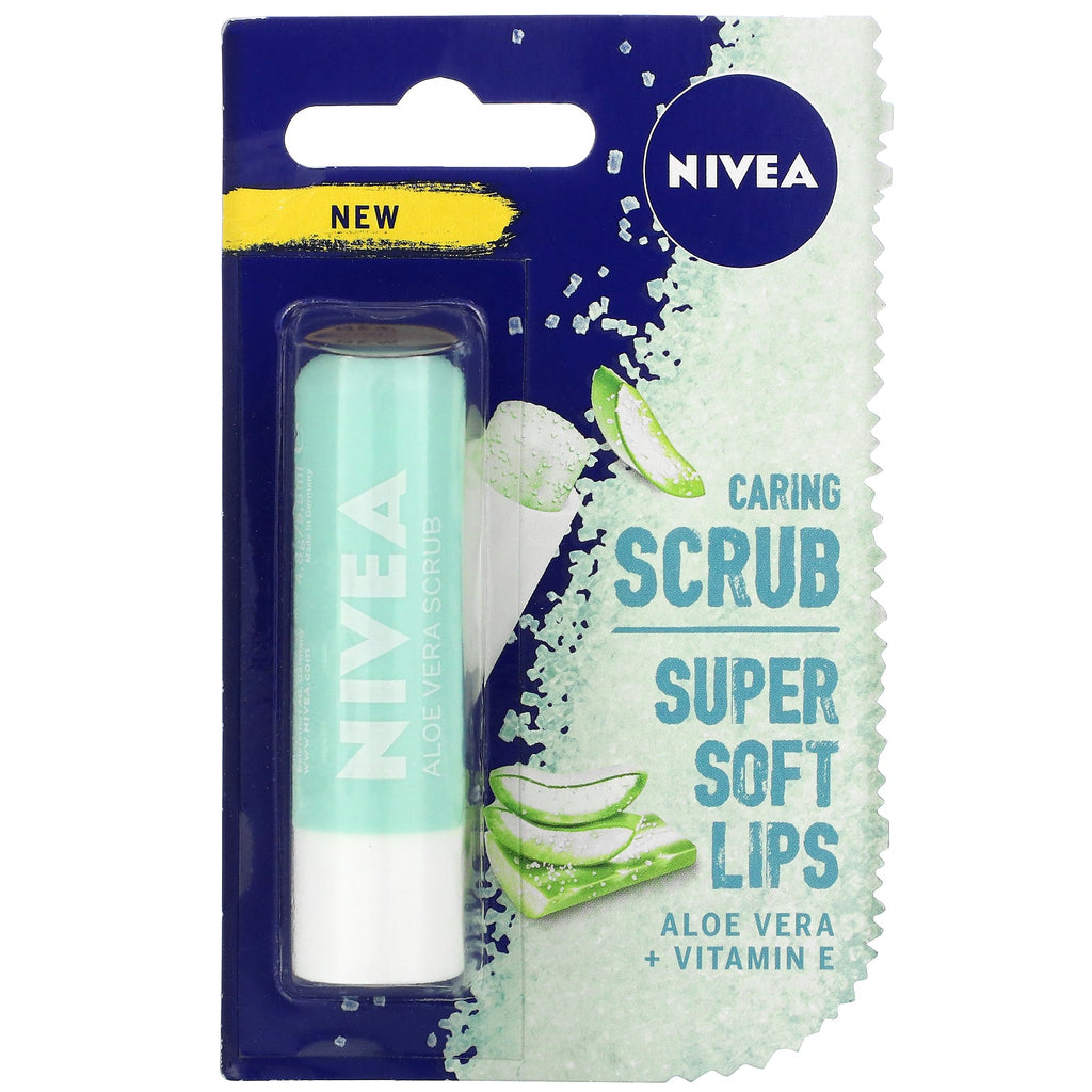 Nivea, Caring Scrub, Super Soft Lips, Aloe Vera + Vitamin E, 0.17 oz (4.8 g)