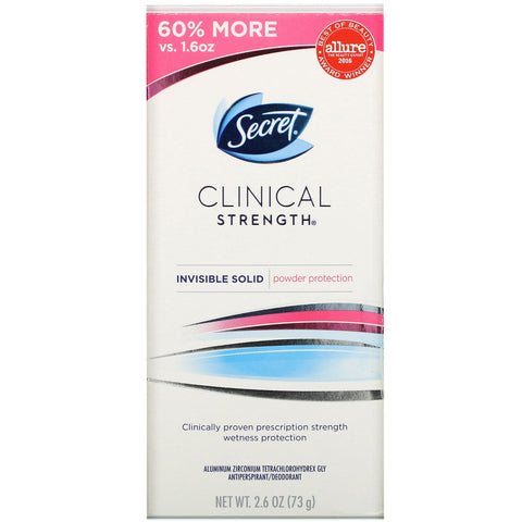 Secret, Clinical Strength Antiperspirant/Deodorant,  Invisible Solid, Powder Protection, 2.6 oz (73 g)