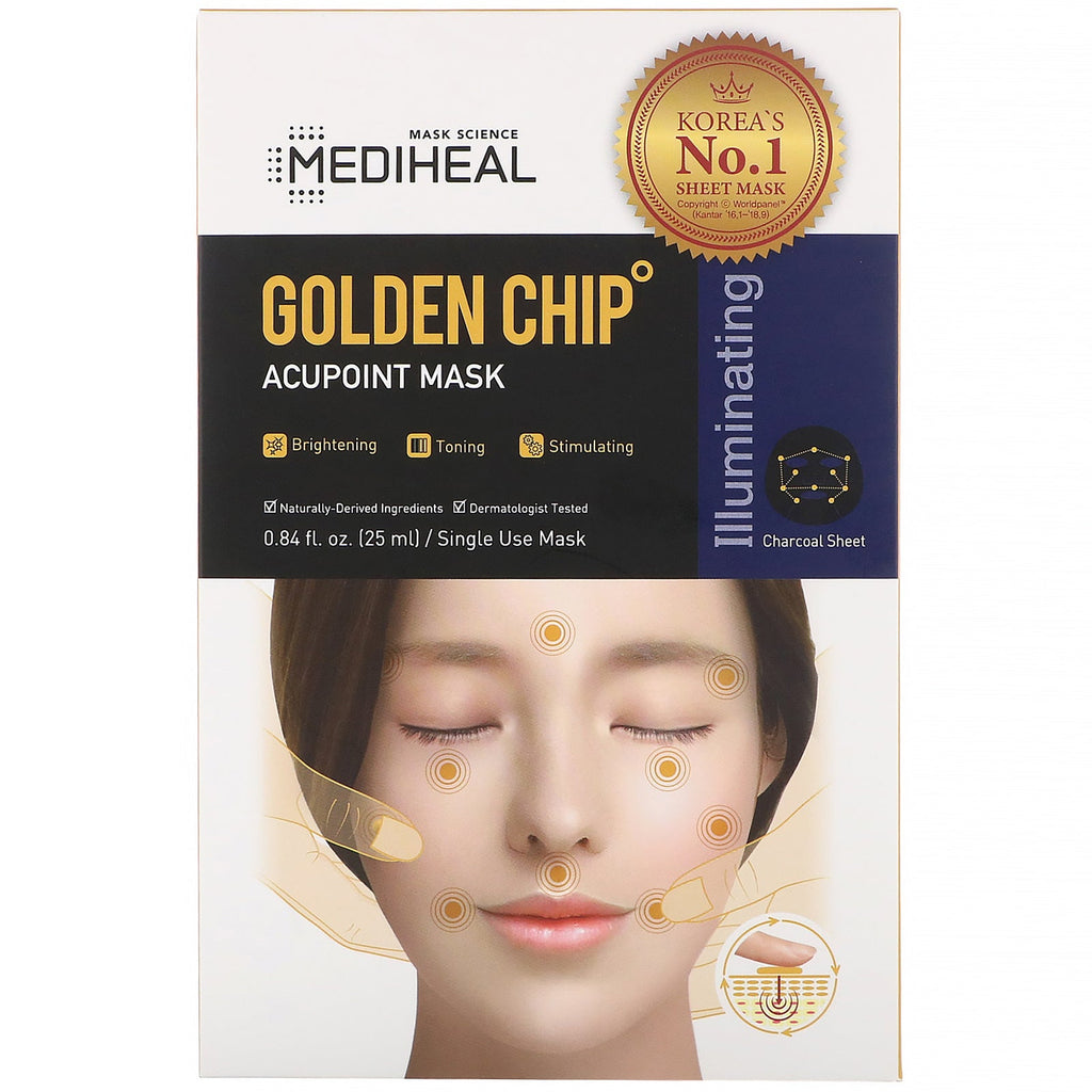 Mediheal, Golden Chip, Acupoint Mask, 5 Sheets, 0.84 fl oz (25 ml) Each