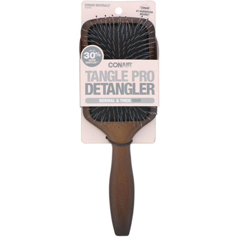 Conair, Tangle Pro Detangler, Normal & Thick Hair, Wood Paddle Hair Brush, 1 Brush