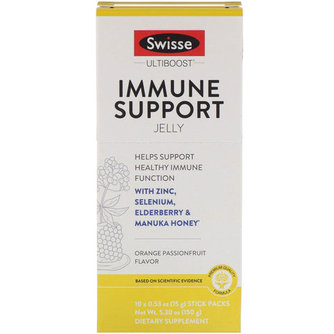 Swisse, Ultiboost, Immune Support Jelly, Orange Passionfruit Flavor, 10 Sticks, 0.53 oz (15 g) Each