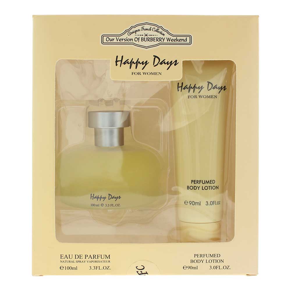 Designer French Collection Happy Days Eau de Parfum Gift Set : Eau de Parfum 100ml - Body Lotion 90ml