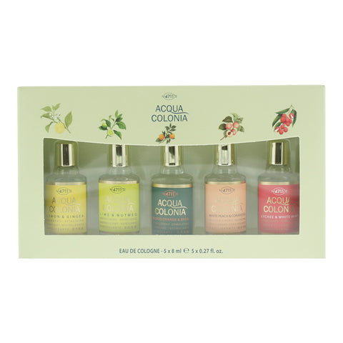 4711 Acqua Colonia 5 Piece Gift Set: Lychee & White Mint Eau de Cologne 8ml White Peach & Coriander Eau de Cologne 8ml Blood Orange & Basil Eau de C