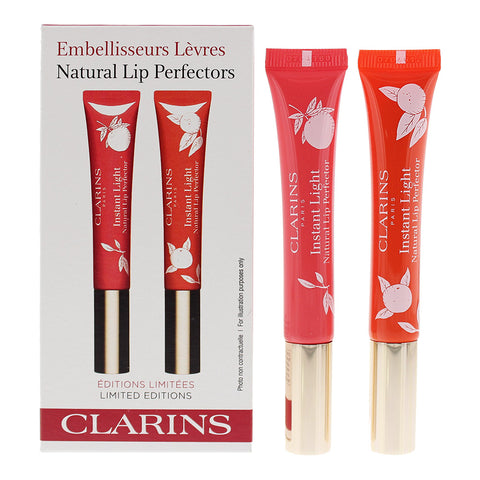 Clarins 2 Piece Gift Set: 13 Pink Grapefruit Lip Perfector 12ml - 14 Juicy Mandarin Lip Perfector 12ml