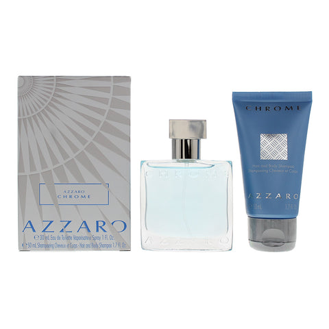 Azzaro Chrome 2 Piece Gift Set: Eau De Toilette 30ml - Hair And Body Shampoo 50ml