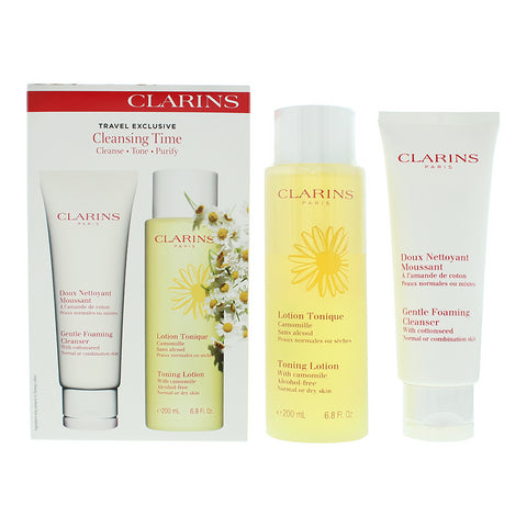 Clarins Everyday Cleansing 2 Piece Gift Set: Gentle Foaming Cleanser 1525ml- Toning Lotion200ml