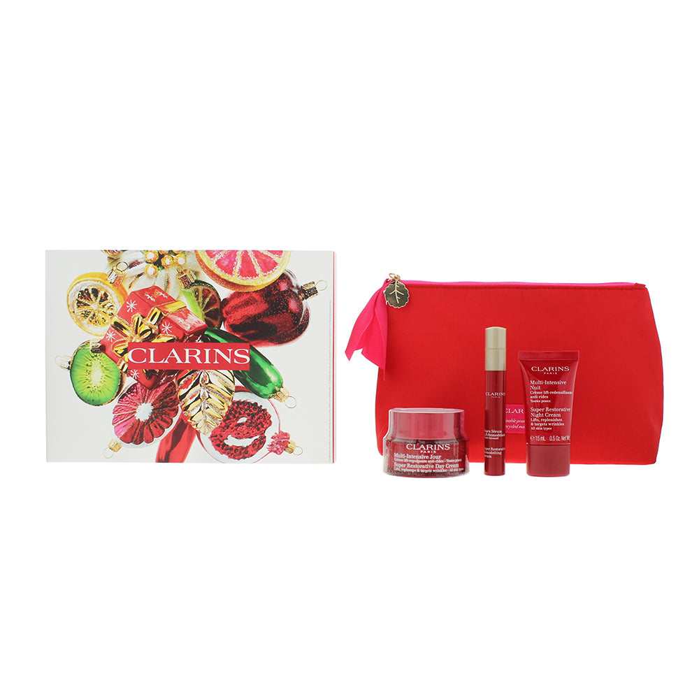 Clarins Super Restorative 3 Piece Gift Set: Day Cream 50ml - Restorative Remodeling Serum 10ml - Night Cream 15ml