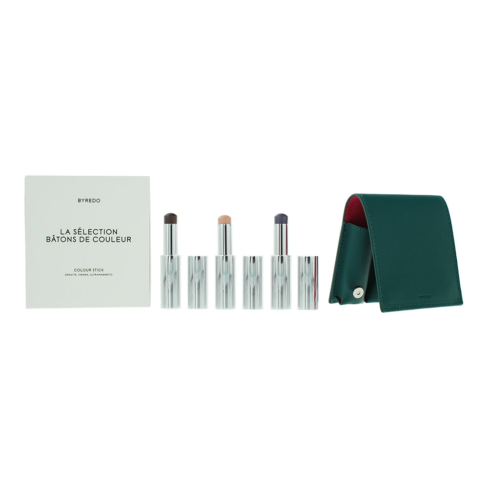 Byredo Deep Teal Set Of 3 + Leather Pouch: Solar Flare Flower Play Kumato Face Stick 9g