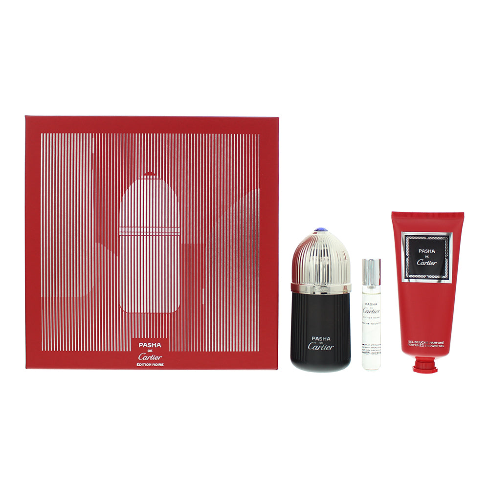 Cartier Pasha De Cartier Edition Noire 3 Piece Gift Set: Eau de Toilette 100ml - Eau de Toilette 10ml - Shower Gel 100ml