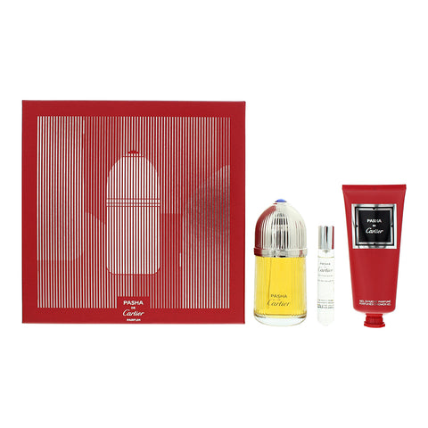 Cartier Pasha De Cartier 3 Piece Gift Set: Parfum 100ml - Eau de Toilette 10ml - Shower Gel 100ml