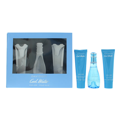 Davidoff Cool Water Woman 3 Piece Gift Set: Eau de Toilette 50ml - Shower Gel 50ml - Body Lotion 50ml