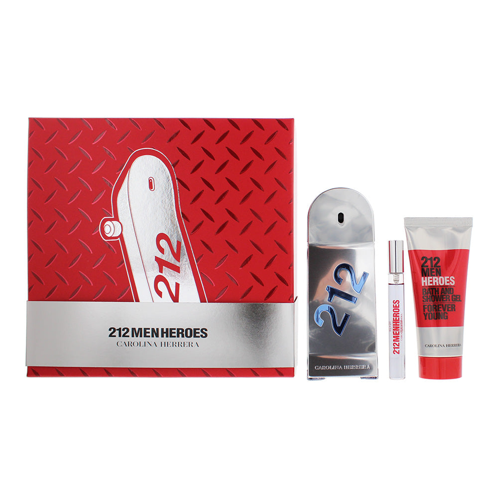 Carolina Herrera 212 Men Heroes 3 Piece Gift Set: Eau de Toilette 90ml - Eau de