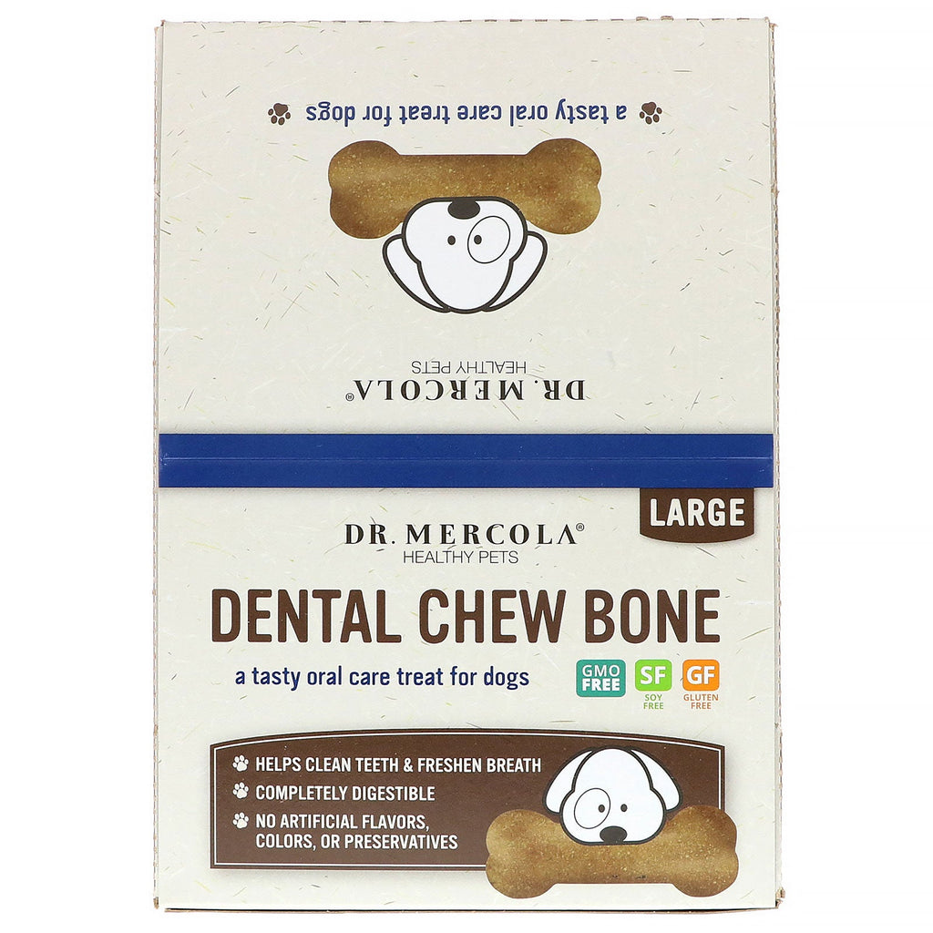 Dr. Mercola, Dental Chew Bone, Large, For Dogs, 12 Bones, 2.15 oz (61 g) Each