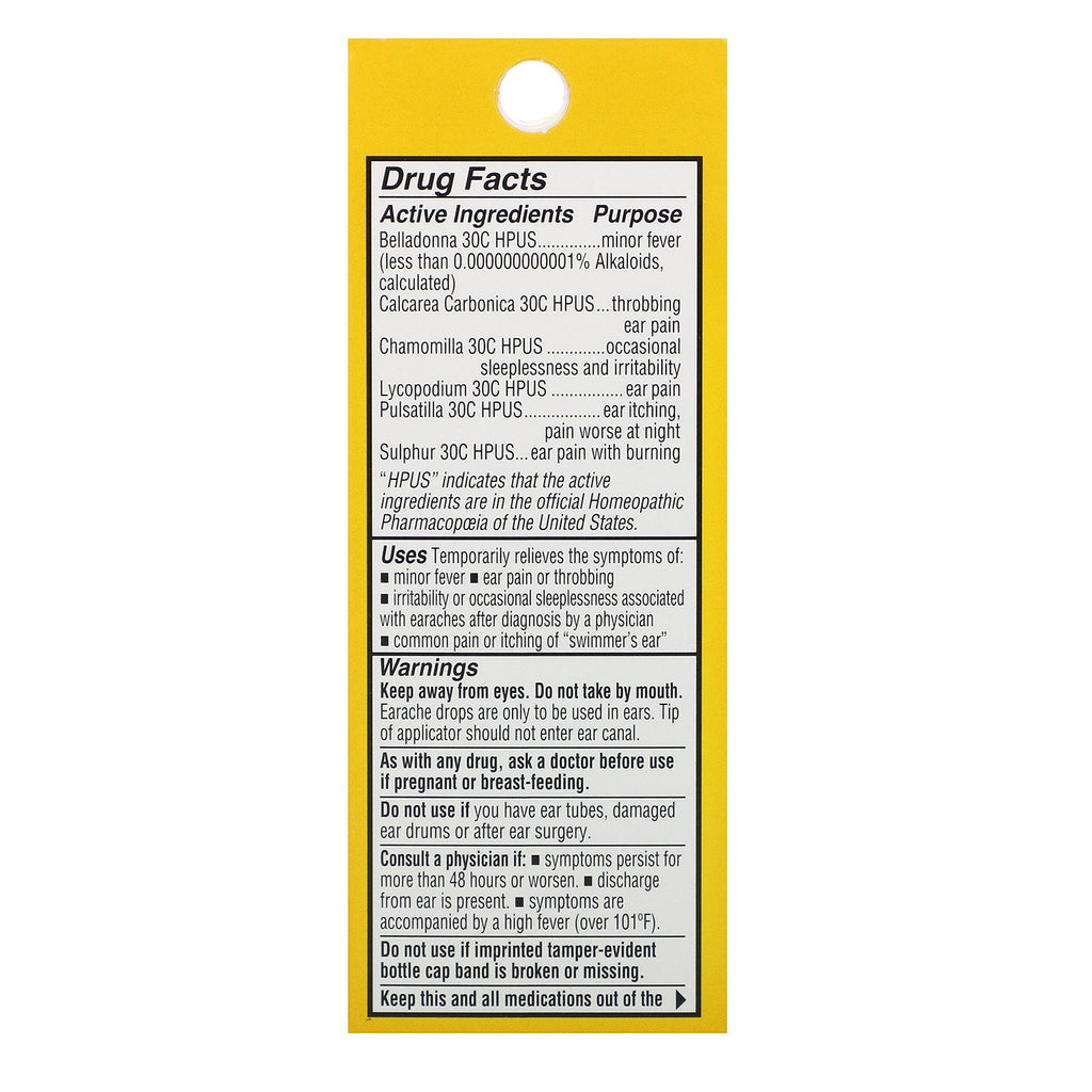 Hyland's, 4 Kids, Earache Relief Liquid Drops, Ages 2-12, 0.33 fl oz (10 ml)