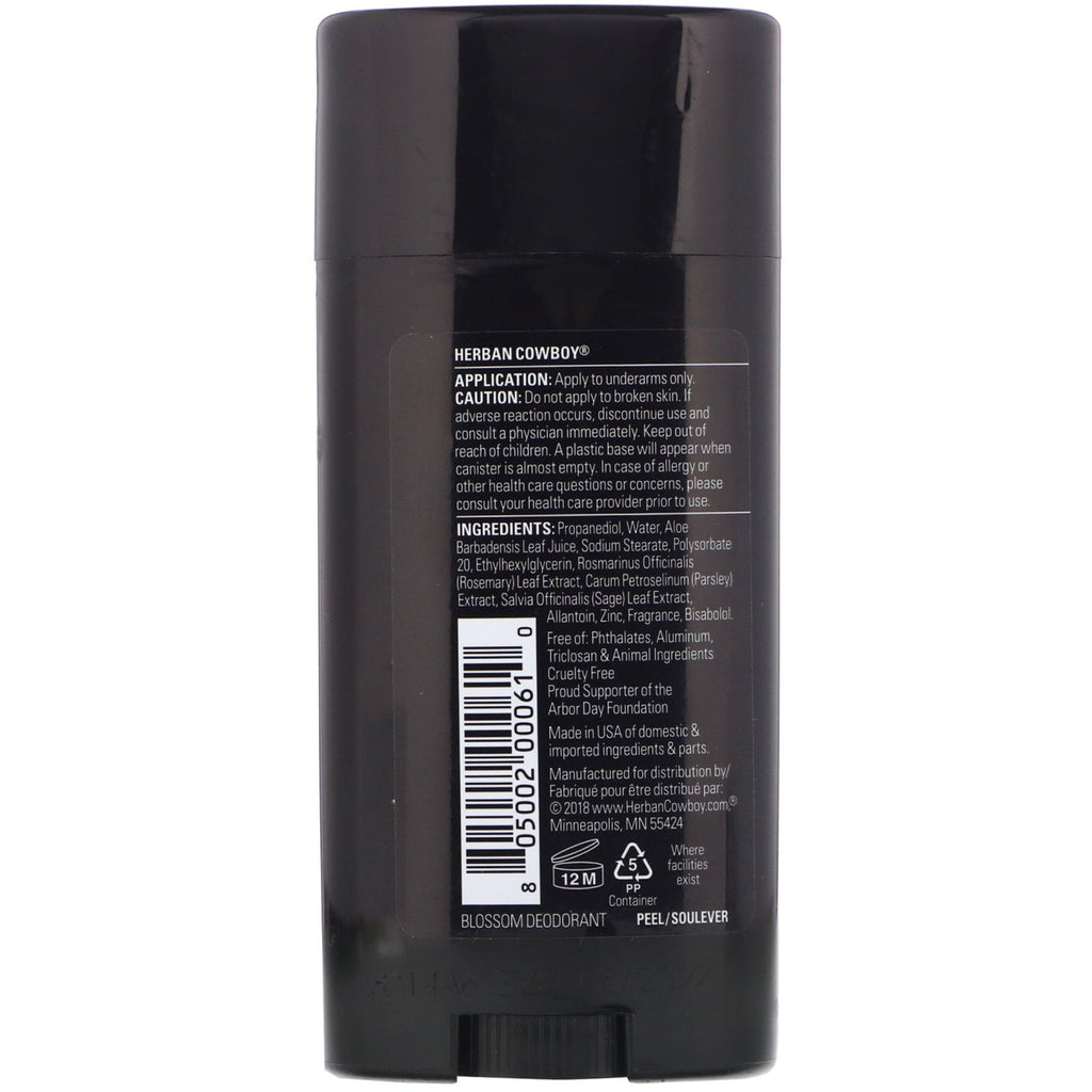 Herban Cowboy, Deodorant, Blossom, 2.8 oz (80 g)