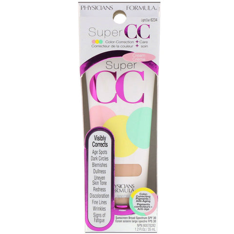 Physicians Formula, Super CC, Color-Correction + Care Cream, SPF 30, Light, 1.2 fl oz (35 ml)