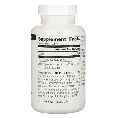 Source Naturals, Taurine 1000, 1,000 mg, 120 Capsules