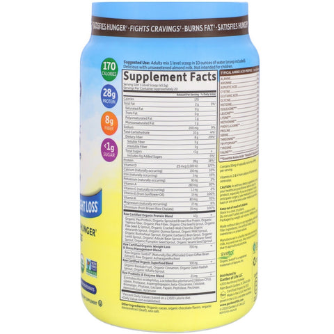 Garden of Life, RAW  Fit, High Protein for Weight Loss, Chocolate, 32.09 oz (910 g)