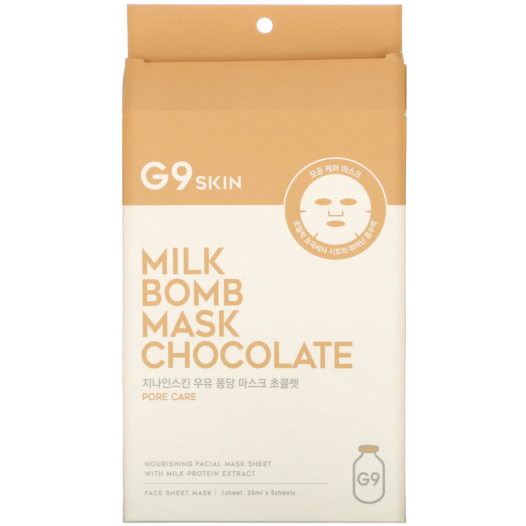 G9skin, Milk Bomb Mask, Chocolate, 5 Sheets, 25 ml Each