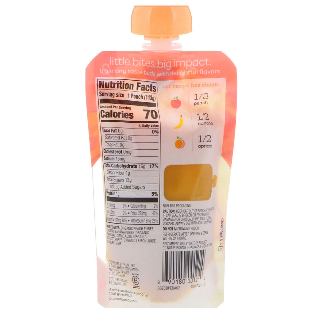 Plum s,  Baby Food, Stage 2, Peach, Banana & Apricot, 4 oz (113 g)