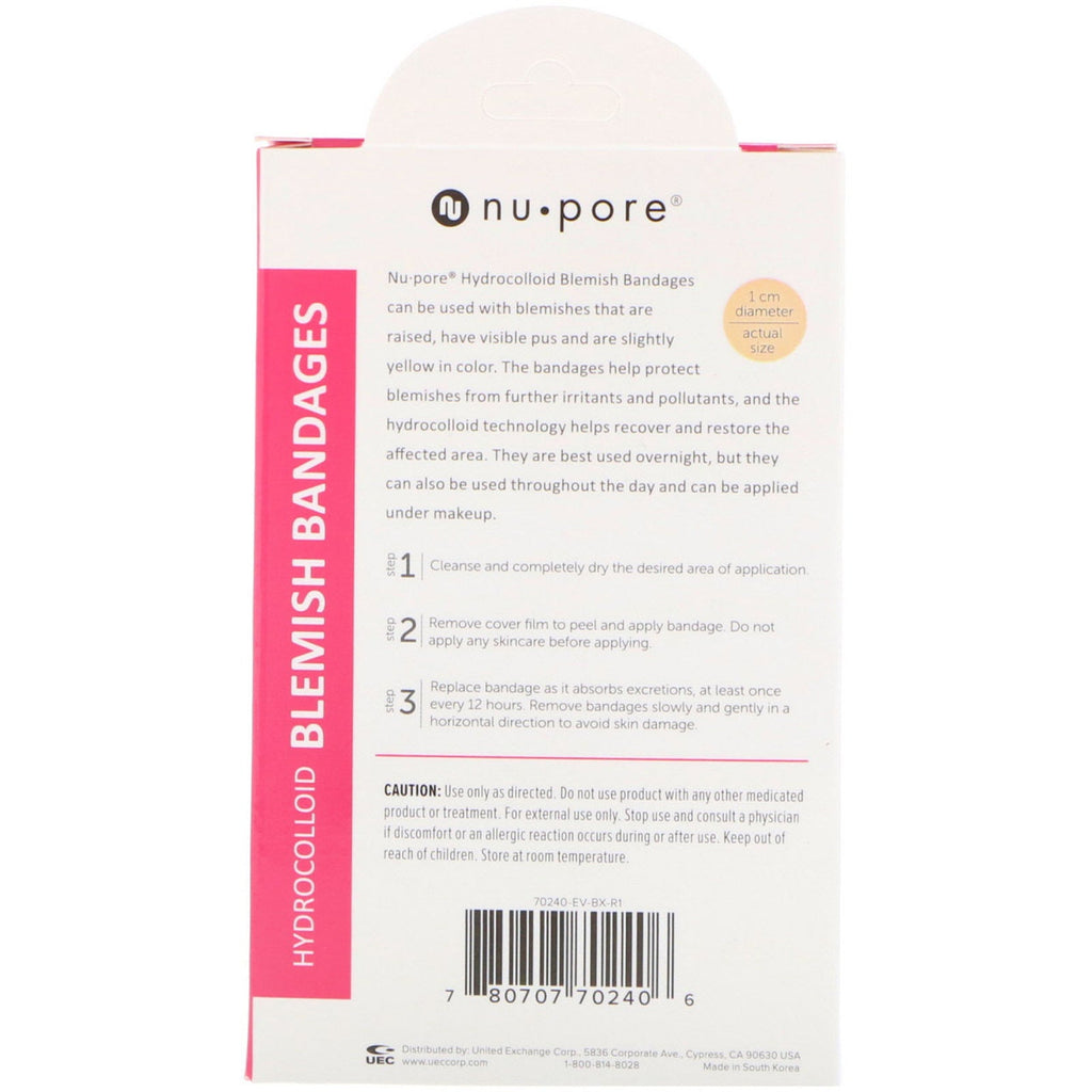 Nu-Pore, Hydrocolloid Blemish Bandages for Raised, Yellow Blemishes, 20 Bandages