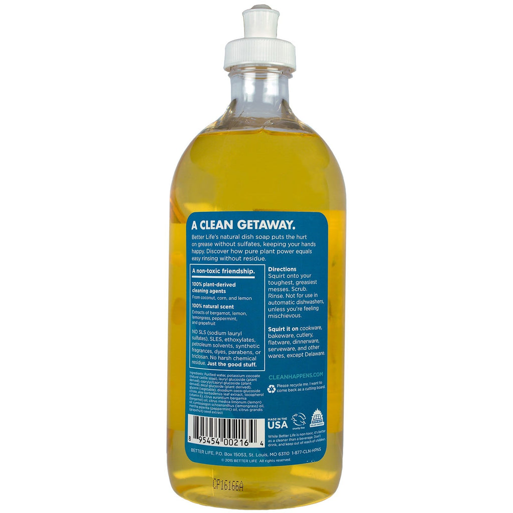 Better Life, Dish Soap, Lemon Mint, 22 fl oz (651 ml)