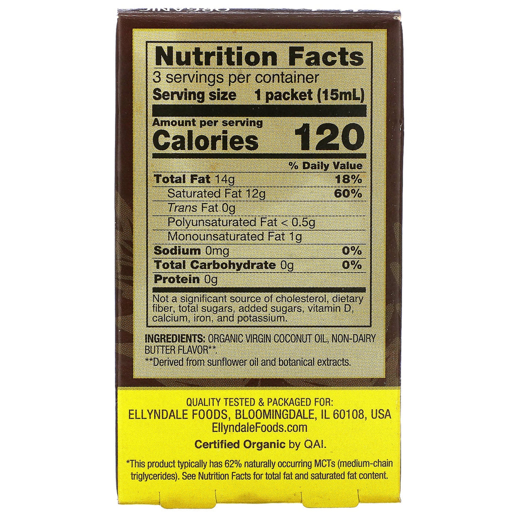 Now Foods, Ellyndale Naturals, Keto Coconut Infusions, Non-Dairy Butter Flavor, 3 Pack, 0.5 fl oz (15 ml) Each