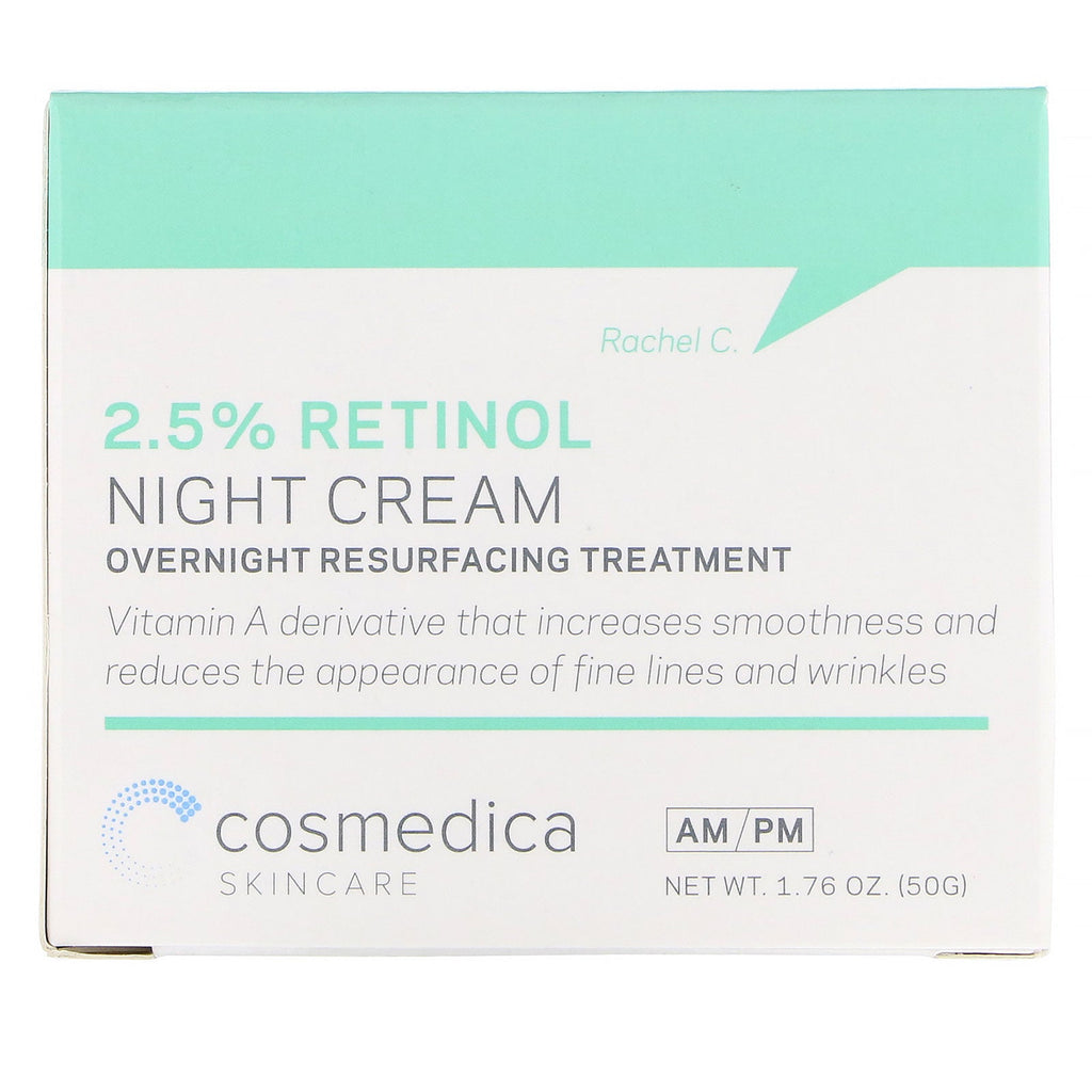 Cosmedica Skincare, 2.5% Retinol Night Cream, Overnight Resurfacing Treatment, 1.76 oz (50 g)