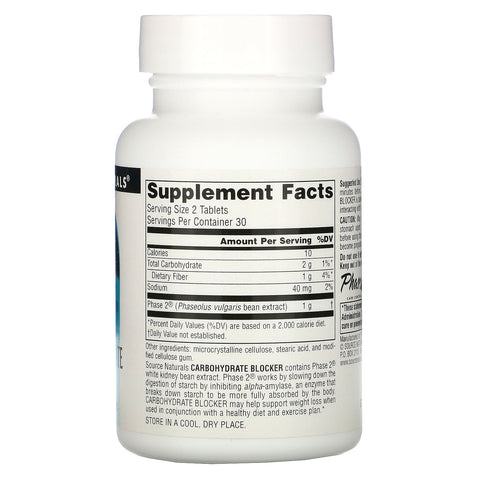 Source Naturals, Phase 2 Carbohydrate Blocker, 500 mg, 60 Tablets