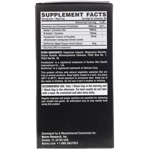 Nutrex Research, LIPO-6 Black Stim-Free, Ultra Concentrate, 60 Black-Caps