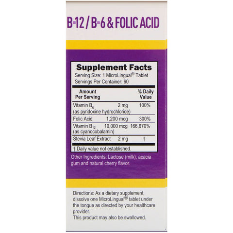 Superior Source, Extra Strength B-12, B-6 & Folic Acid, 10,000 mcg / 1,200 mcg, 60 MicroLingual Instant Dissolve Tablets