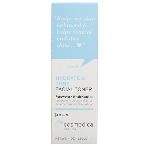 Cosmedica Skincare, Hydrate & Tone Facial Toner, Rosewater + Witch Hazel, 4 oz (120 ml)