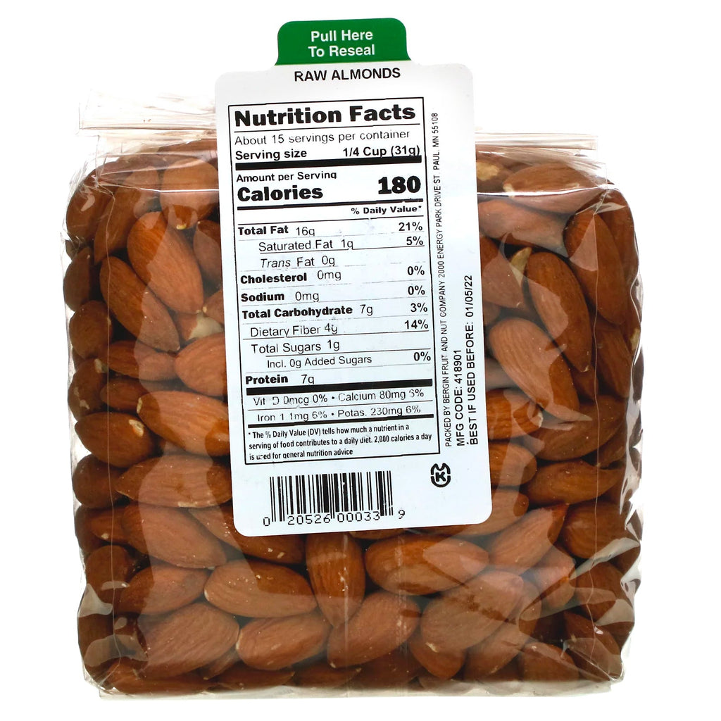 Bergin Fruit and Nut Company, Raw Almonds, 16 oz (454 g)