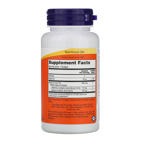 Now Foods, Black Currant Oil, 500 mg, 100 Softgels