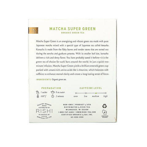 Rishi Tea,  Green Tea, Matcha Super Green, 15 Sachets, 1.42 oz (40.5 g)