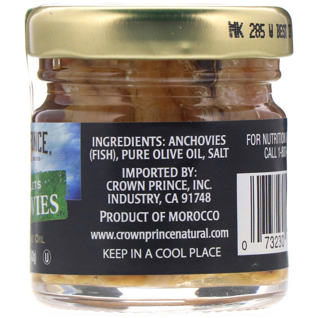 Crown Prince Natural, Anchovies, Flat Fillets, In Pure Olive Oil, 1.5 oz (43 g)